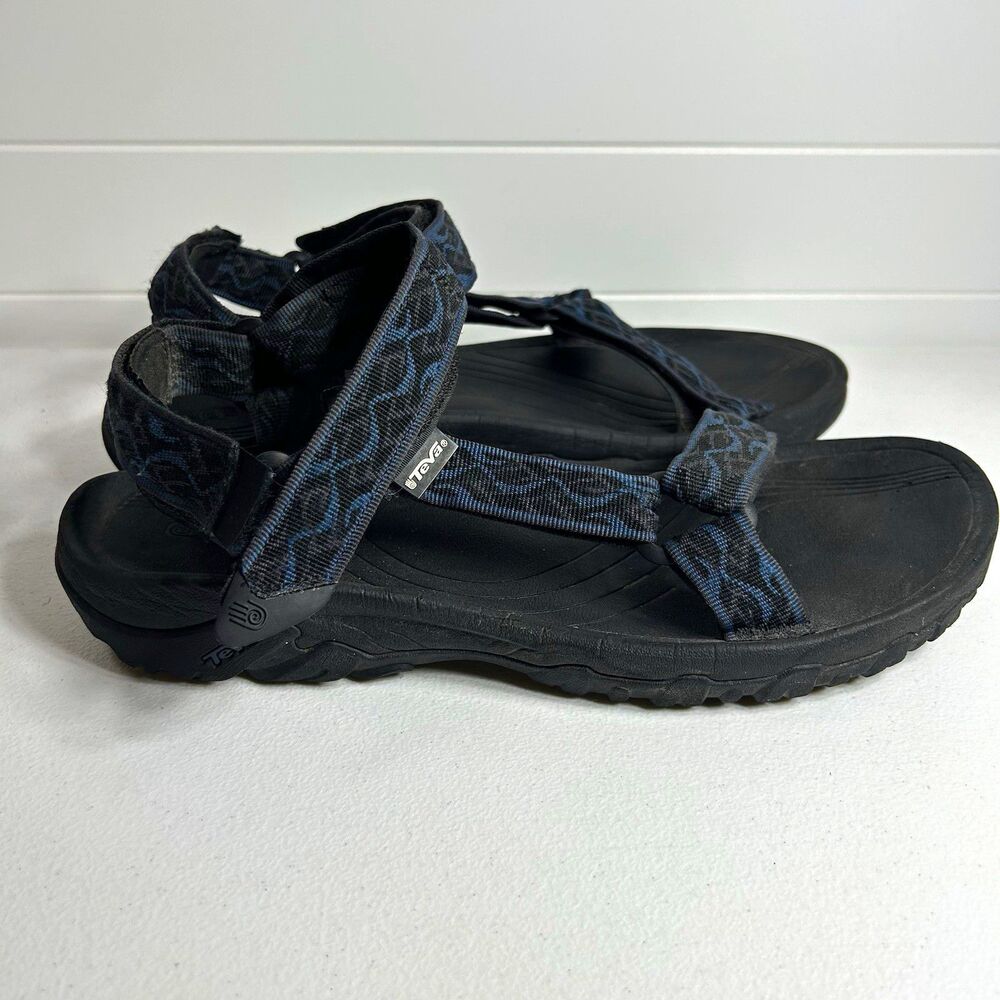 Teva Terra Mens Sport Sandals US 12 Black Blue Hook & Loop Adjustable 1093379